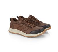 Catesby Bristol Mens Trainers Waxy Nubuck Leather Classic Casual Shoes Extra Padded Comfort Sneakers for Men, Coffee, UK 11