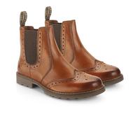 Catesby Bute Leather Mens Boots Brogue Lightweight Durable Dealer Boots For Men, Tan, UK 11