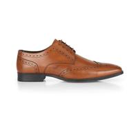 Catesby England Men's Buckingham Wingtip Leather Brogue Derby Shoes | Burnished tan upper, cushioned lining, rubber grip sole and low block heel. Smart formal or casual wear for weddings, office