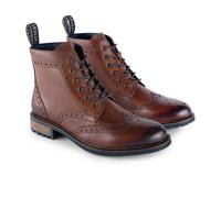 CATESBY ENGLAND Men's Ensign Leather Brogue Lace Up Boots in Brown | Size: 12 CATESBY ENGLAND Brown 12