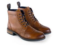 CATESBY ENGLAND Men's Ensign Leather Brogue Lace Up Boots in Tan | Size: 7 CATESBY ENGLAND Tan 7