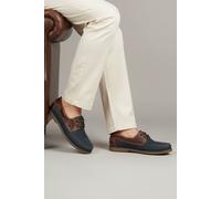 Catesby Hector Leather Mens Boat and Deck Shoes Lightweight Casual Summer Shoes, Navy Brown, UK 10