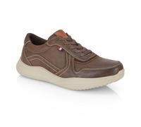 Catesby Hampton Mens Trainers Waxy Nubuck Leather Classic Casual Shoes Extra Padded Comfort Sneakers for Men, Coffee, UK 10