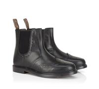 Catesby Men’s Boston Leather Brogue Chelsea Boots | Wingtip Ankle Boots with Elastic Gusset | Smart Casual Slip-On Footwear -Black