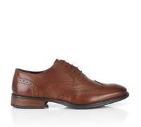 Catesby Men's Faxton Leather Brogues Formal Lace Up Oxford Shoes | Burnished leather wingtip uppers, breathable lining, stacked heel and durable rubber sole for office or wedding wear