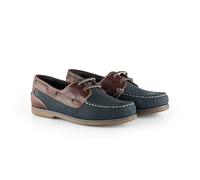 Catesby Pippa Premium Leather Boat Shoes Women Breathable Lightweight Deck Shoes Ladies Summer Shoes, Navy/Brown, UK 6