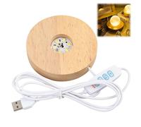 Cateye 10cm Wooden LED Light Base for Crystal, Resin Art & Ornaments, USB Powered, 3 Light Modes