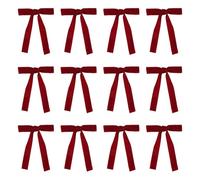 Cateye 12 Pcs Wine Red Velvet Bows with Twist Ties for Holiday Tree Decor, Festive Velvet Ribbon Bows for Wreaths, Gift Boxes, Seasonal Decorations, 5.1 x 7.1 Inches, 1 Inch Ribbon Width