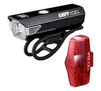 Cateye AMPP 100 & ViZ 100 Bike Light Set Black