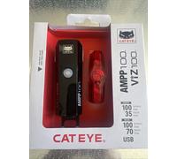 Cateye AMPP 100 & ViZ 100 Bike Light Set Black