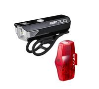 Cateye AMPP 200 Lumens & VIZ 100 Lumens USB Rechargeable Light Set Black