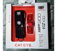 CatEye AMPP 200 / VIZ 100 Bike Light Set: Front (200 Lumens) and Rear (100 Lumens) USB Rechargeable Lights