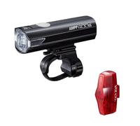 CatEye AMPP 400S VIZ 100 Bike Light Set Rechargeable LED Combo | USB rechargeable cycle combo featuring 400-lumen front headlight and 100-lumen rear safety tail light