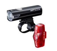 Cateye Ampp500 & Viz150 Light Set Silver 500/150 Lumens
