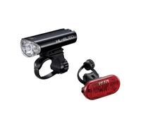 CatEye EL-160 Omni 5 Bike Light Set Front LED Rear Tail Lamps | High-value commuter lighting set combining a compact front LED torch with a 5-LED rear safety light