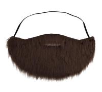 Cateye Realistic Fake Beard Costume Accessory, Dark Brown False Beard, Short Plush Fake Beards With Elastic Strap For Halloween Cosplay Party, Lightweight Reusable Novelty Beard For Men Women Adults