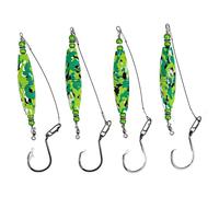 Catfish Bobbers Float Rig with Rattling EVA Foam and Sturdy Leader Wire in a 4 Pack (green)