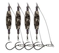 Catfish Float Rigs Fishing Bobbers 4 Pack, 3"/2.5" EVA Rattling Float with High Carbon Steel Circle Hook and Soft Steel Leader Wire, Pre-Rigged for Catfishing, Includes Swivel to Prevent Line Twist