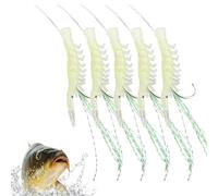 Catfish Hooks - 5 Trout Hooks with Glow in the Dark Shrimp - Realistic Bait for Saltwater Catfish and Lake River Boat