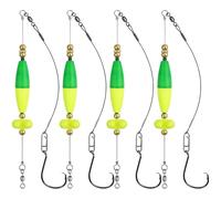 Catfish Rig for Bank Fishing,4/8 Packs Catfishing Tackle Floats with Rattler Santee Copper Rig Saltwater Circle Hooks Equipment (Yellow & Green - 4 Packs, Hook Size 6/0)