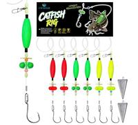 Catfish Rigs with 2oz Pyramid Sinker，High Carbon Circle Hooks 6/0 8/0，3/6pcs Catfish Float Rigswith Adjustable Bottom-lowering Device,Take Down Rigs for Catfish,Complete & Ready-to-Use Kit