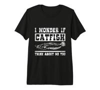 Catfish Think About Me Too Fishing Angler Catfisherman Premium T-Shirt