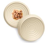 CatGuru Cat Bowls, Whisker Friendly Cat Food Bowl for Indoor Cats, Reliefs Whisker Fatigue, Wide Pet Bowl, Non Slip Pet Feeding Bowls, Shallow Kitten Dish (Set of 2, Sand)