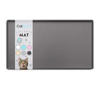 CatGuru Cat Food Mat, Small & Large Feeding Mats, 100% Waterproof Silicone Pet Placemat, Non-Slip Cat Food and Water Bowl or Water Fountain (Large, Carbon)