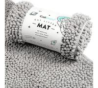 CatGuru Cat Litter at Waterproof Litter Box Mat, Non Slip Kitty Litter Mat, Scatter Control, Machine Washable Litter Trapper, Litter Tray, Best Pet Litter Mat, M Grey