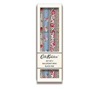 Cath Kidston 4-Pen Set: Ballpoint Pens in Floral Bloom, Painted Bloom, Twilight Garden - Black Ink, Refillable, CKS0003