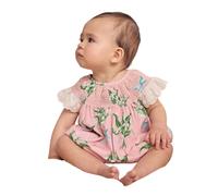 Cath Kidston Baby Girls Printed Broderie Romper - Pink - 3-6 Months - Pink - 100% Cotton