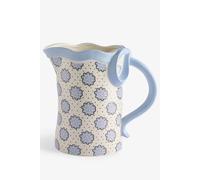 Cath Kidston Blue Bow Ceramic Jug Vase 30cm in White Cath Kidston White