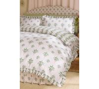 Cath Kidston Cath Crest Floral Reversible Cotton Double Duvet Cover Set With Pillowcases Green