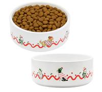 Cath Kidston Ceramic Dog Bowls 1.4L (Set of 2), Dishwasher Safe Kitchenware-Style Food & Water Dish for Medium & Large Dogs, Hearts & Roses Print, 18.5cm