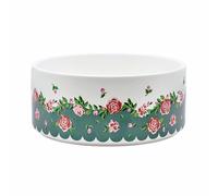 Cath Kidston Ceramic Pet Bowl (400 ml), Dishwasher Safe Food & Water Bowl for Cats & Dogs, Naturally Weighted, Dolly Rose Floral Design | 13.5cm Diameter