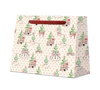 Cath Kidston Christmas Gift Bag, Festive Tree and Nutcracker Design with Red Ribbon Handles, Reusable Present Bag for Seasonal Gifts