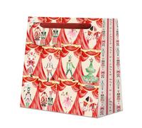 Cath Kidston Christmas Nutcracker Gift Bag, Festive Theatre Curtain Design with Toy Soldiers, Christmas Tree and Red Ribbon Handles
