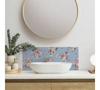 Cath Kidston Clifton Rose Glass Splashback - Blue (600X250mm)
