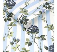 Cath Kidston Climbing Rose Blue Floral Wallpaper