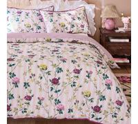 Cath Kidston Climbing Rose Stripe Cotton Duvet Cover Set Super King Pink