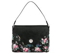 Cath Kidston Coated Cotton Black Spray Flowers Leather Trim Turnlock Handbag