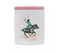 Pet Brands Cath Kidston Ceramic Dog Treat Jar | 1.5L Biscuit Jar | Rubber Seal Airtight Lid | Dishwasher Safe | Dog & Cat Food Storage Container | Cow Girl Print | 13.5 x 17cm