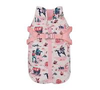 Cath Kidston Medium Dog Coat with Built-In Harness - Water Resistant Dog Jacket, Warm Polar Fleece Lining, Zip Fasten, Washable Dog Raincoat, Cowgirl Print | 35 cm Back Length