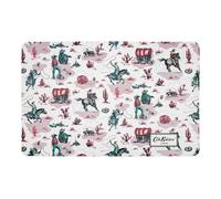 Cath Kidston Pet Feeding Mat 43 x 28 cm - Waterproof Slip-Resistant Dog & Cat Bowl Mat, Protects Floors from Spills & Messes, Cowgirl Print