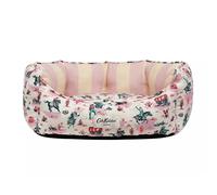 Cath Kidston Dog Bed for Medium Large Breeds - Washable Canvas Oxford Fabric, Removable Reversible Cushion, Hard-Wearing Pet Bed, Cowgirl Print | Pink & Cream, 78 x 60 x 22 cm