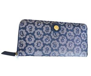Cath Kidston Dark Navy Leather Freston Rose Continental Wallet Purse
