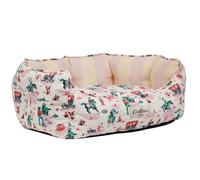 Cath Kidston Dog Bed for Small Medium Breeds - Washable Canvas Oxford Fabric, Removable Reversible Cushion, Hard-Wearing Pet Bed, Cowgirl Print | Pink & Cream, 60 x 50 x 20 cm