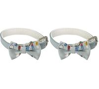Cath Kidston Dog Bow Tie Collar - Adjustable PU Leather Collar with Detachable Cotton Bow Tie - 40-50cm - London Print - Multi (Pack of 2)