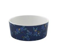Pet Brands Cath Kidston Ceramic Pet Bowl, Small Flora Fauna Print Feeding/Water Dog Bowl - 13x13x5cm, Blue