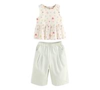 Cath Kidston Girl's Flowers Top & Bottom Set in Cream | Size: 5-6 Years Cath Kidston Cream 5-6 Years
